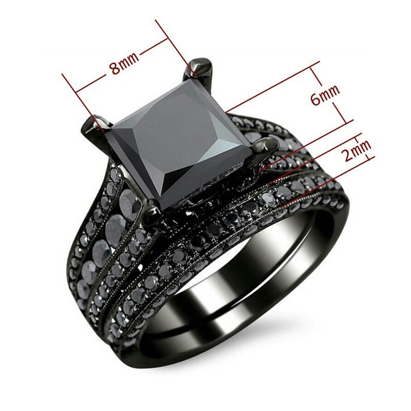 Black Gold Vintage Men's And Women's Ring Set