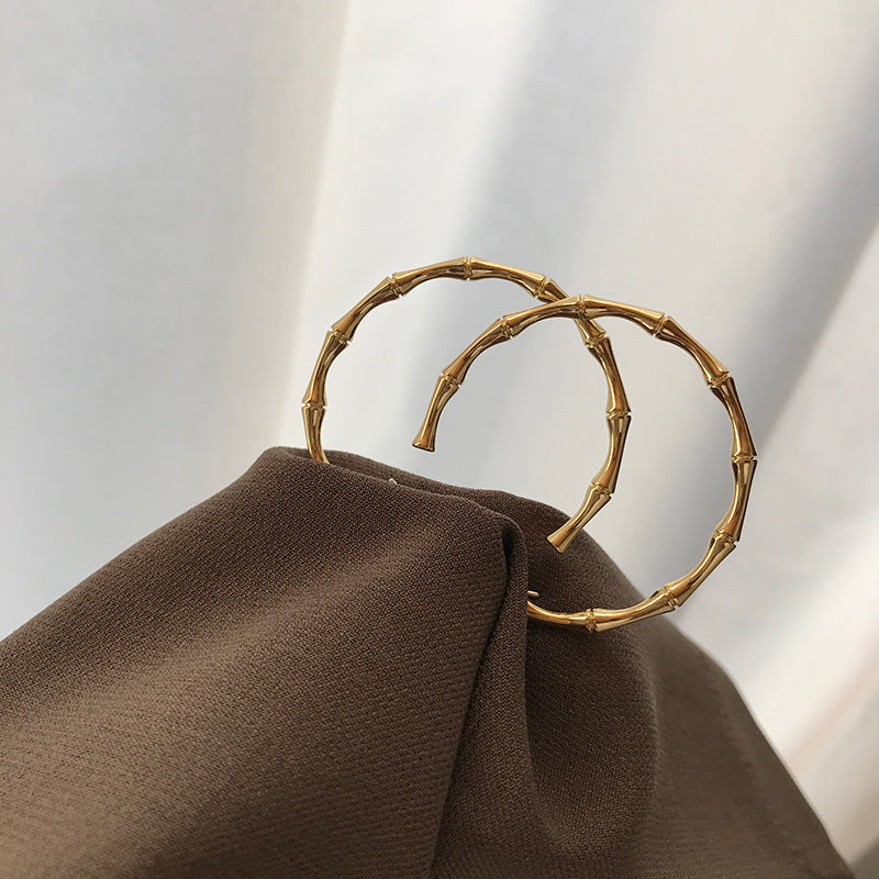 C-shaped Slub Earrings Female Metal Hoop Opening Exaggerated Cold Large Earrings