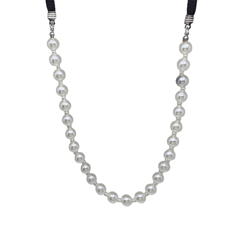 Personalized Pearl Black Bow Tie Necklace