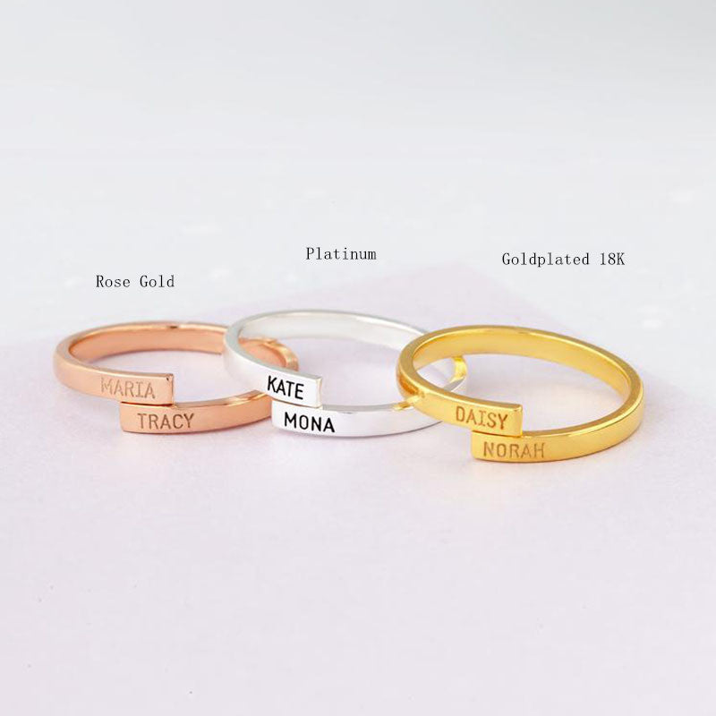 Custom Name Ring Gold Plated Couple
