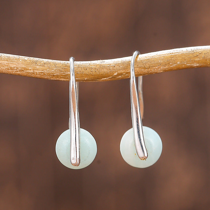 Textured Natural Stone Female Earrings