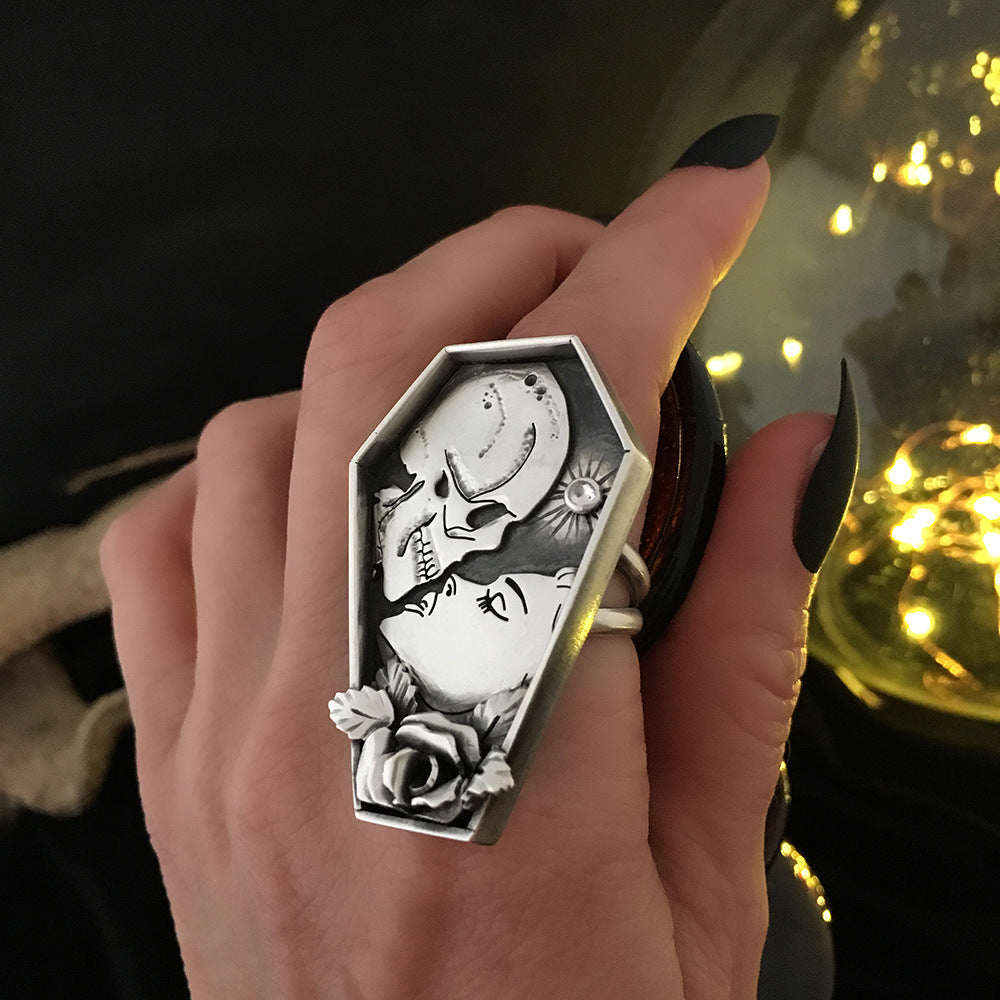European And American Geometric Braided Diamond Kissing Magic Trend Ring