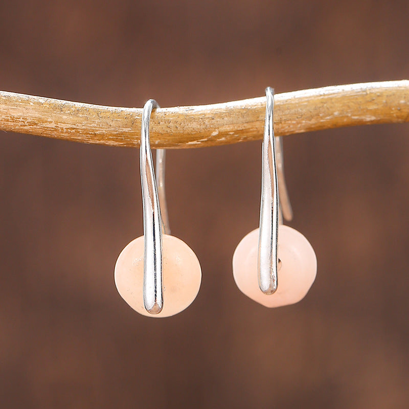 Textured Natural Stone Female Earrings