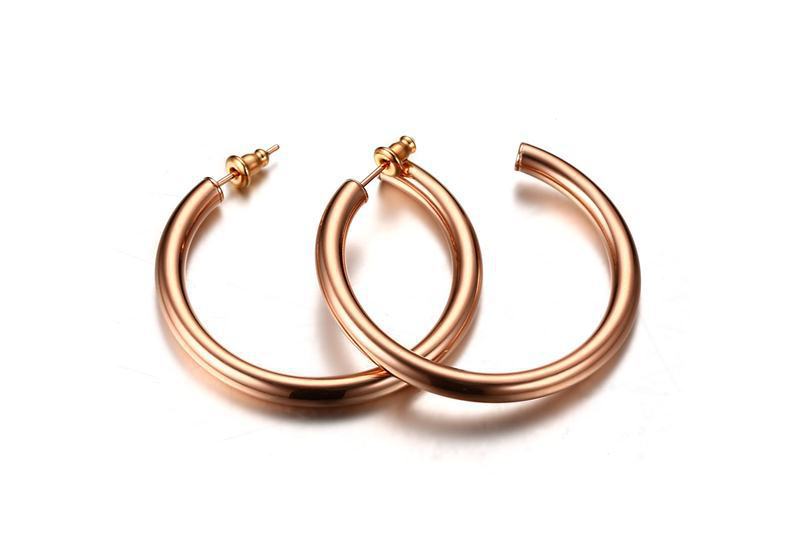 Titanium Steel Hoop Earrings 42MM Stainless Women's Jewelry