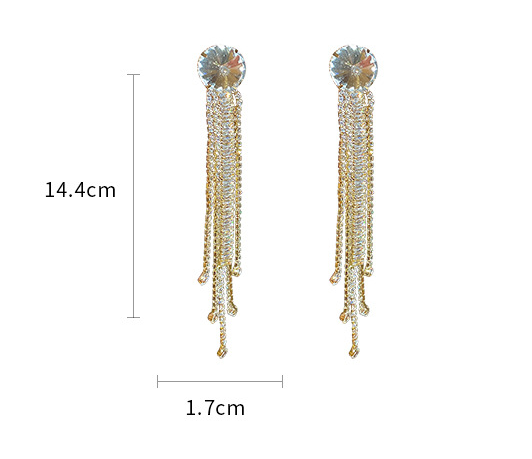 Exaggerated Diamond Zircon Tassel Earrings