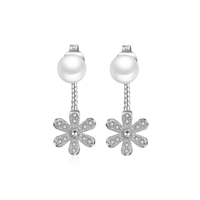 Flower pearl earrings
