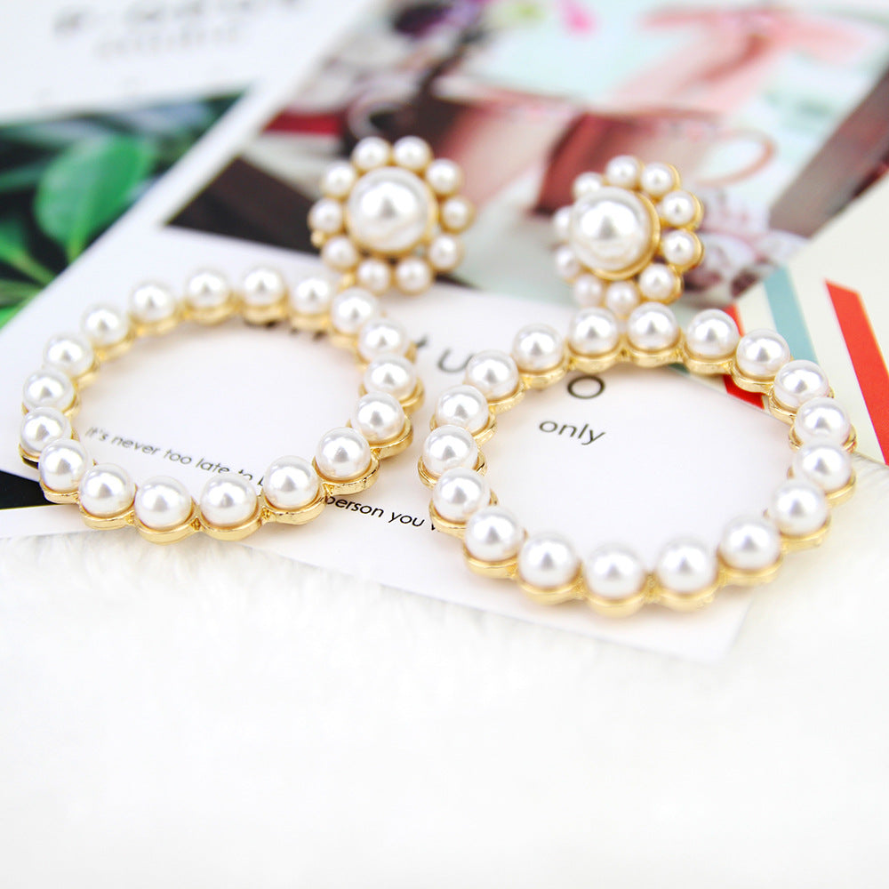 Pearl Geometric Exaggerated Earrings