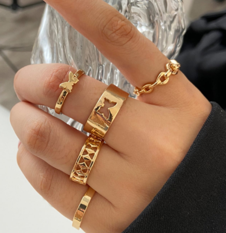 Simple Alloy Personality Chain Ring Set