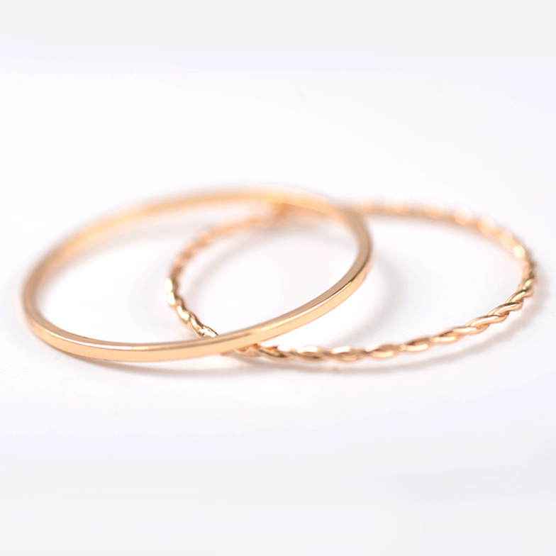 Metal Electroplated Twist Geometric 2-piece Ring Set