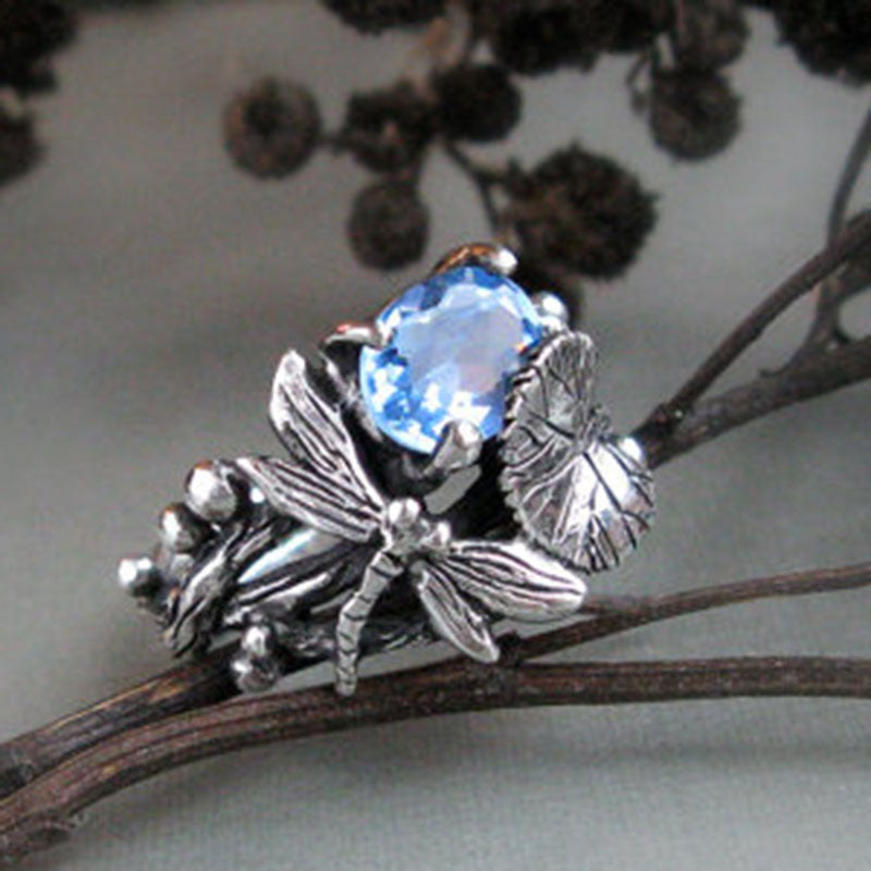Dragonfly lotus ring