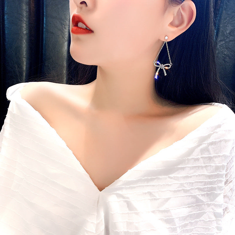 Diamond Zircon Bow Earrings