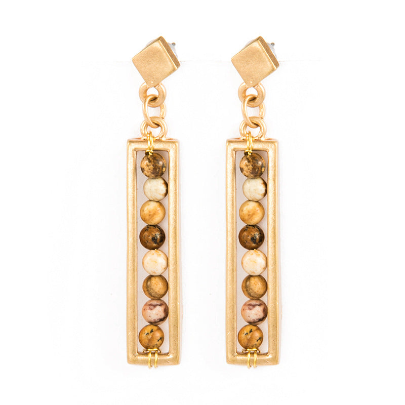 I-shaped natural stone long earrings