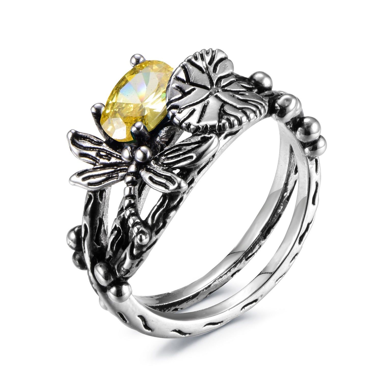 Dragonfly lotus ring
