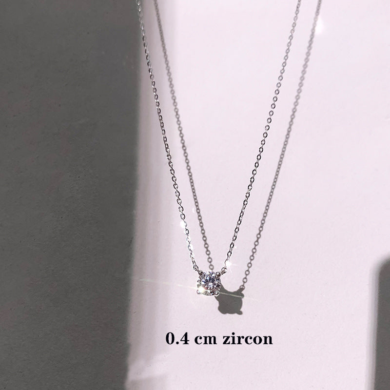 S925 Sterling Silver Diamond Clavicle Necklace