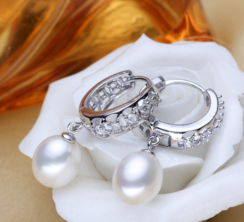 Real freshwater pearl earrings for women, 925 sterling silver pearl earrings fine white pearl earrings jewelry