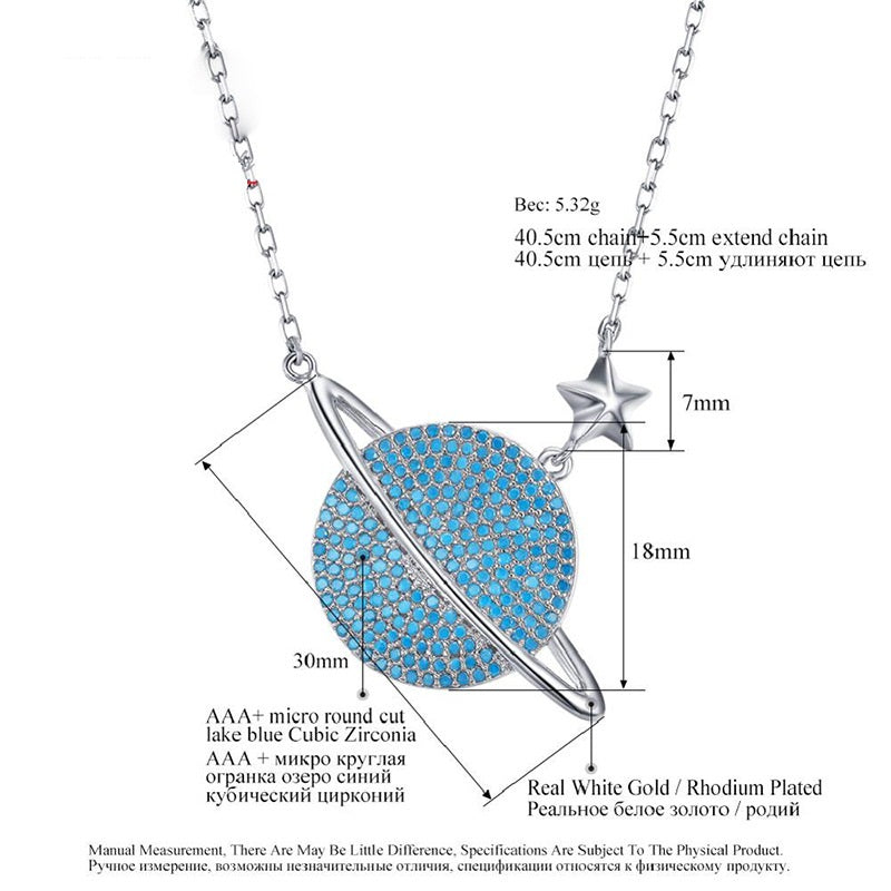 Colorful Full Diamond Fashion Planet Pendant Necklace