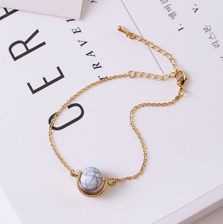 Vintage Bracelet Transfer Bead Bracelet Marble Simple Bead Bracelet Female