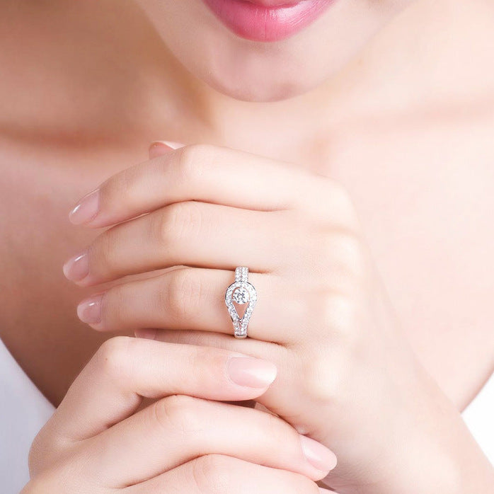 Temperament High End Atmosphere Korean Fashion Group Set Diamond Zircon Marriage Simulation Diamond Ring Opening Adjustable Ring Female