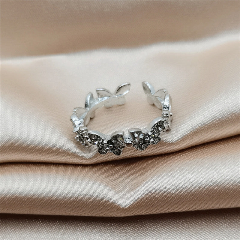 Fashion Micro Diamond Dancing Butterfly Ring