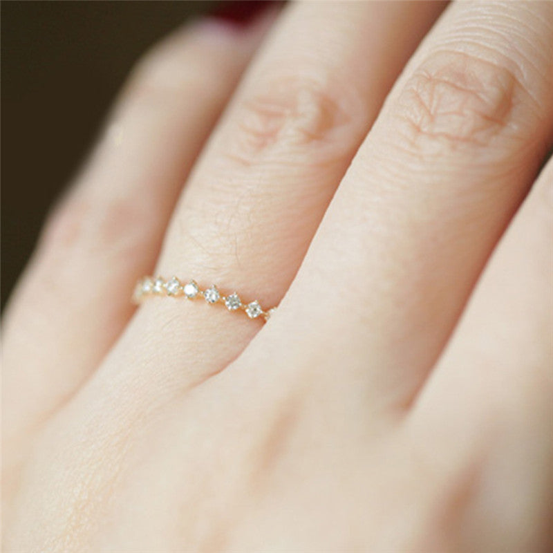 14k yellow gold ring Japanese ultra-fine and delicate diamond lace ring