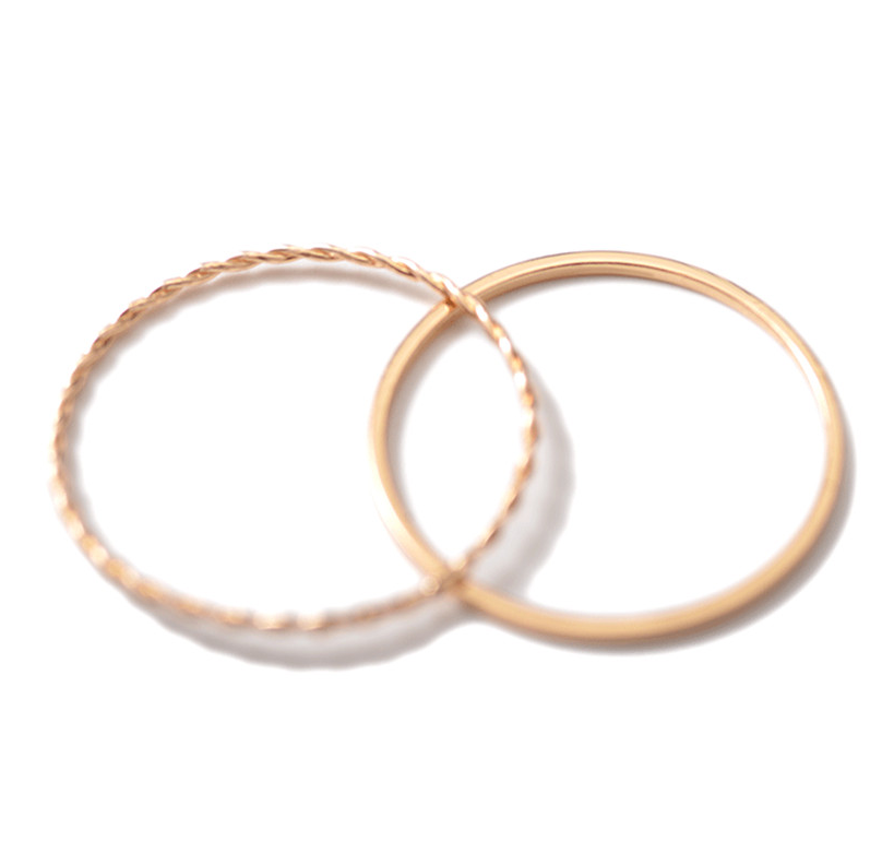 Metal Electroplated Twist Geometric 2-piece Ring Set