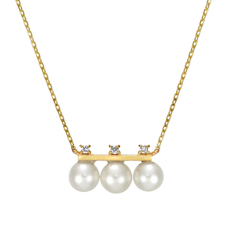 Pearl zircon small necklace