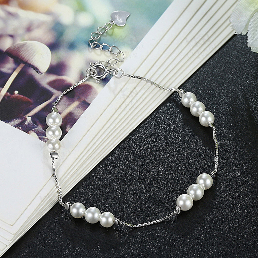 Sterling Silver Pearl Bracelet Female Ins
