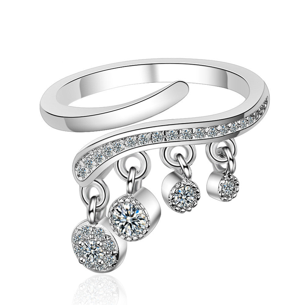 Fashion Temperament Diamond Tassel Pendant Diamond Ring Ring