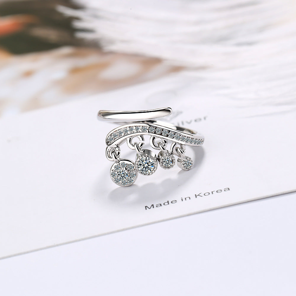 Fashion Temperament Diamond Tassel Pendant Diamond Ring Ring