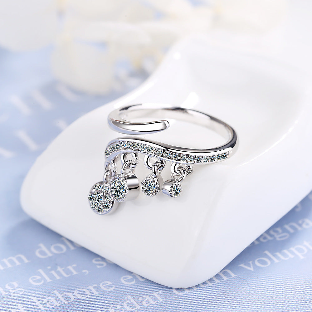 Fashion Temperament Diamond Tassel Pendant Diamond Ring Ring