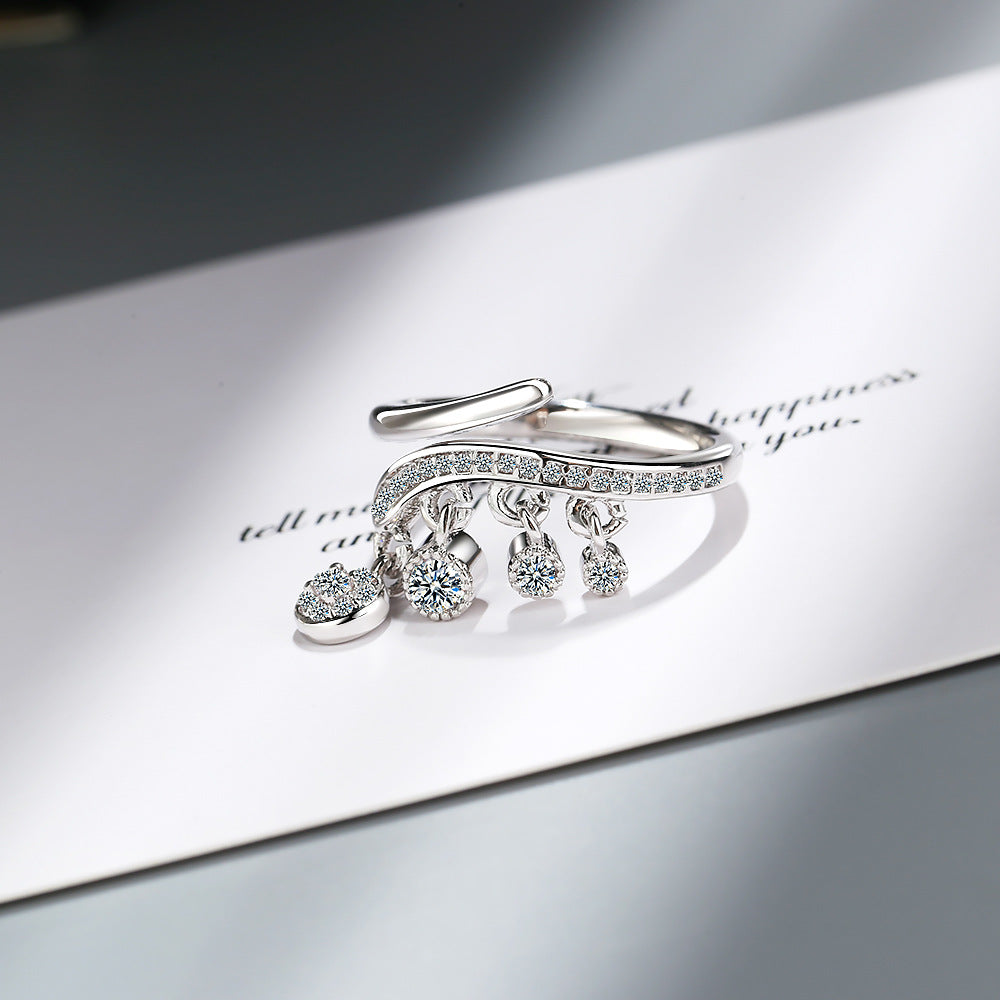 Fashion Temperament Diamond Tassel Pendant Diamond Ring Ring