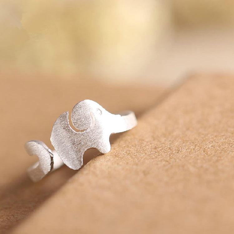 Baby Elephant Brushed 925 Silver Ring