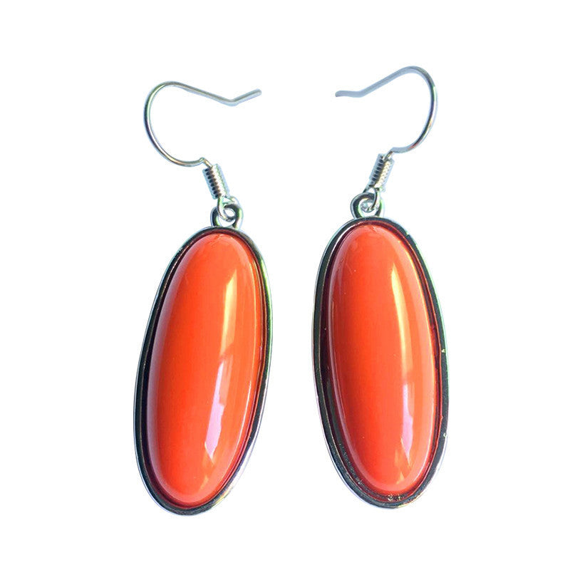 Orange Stone Inlaid Ethnic Style Earrings