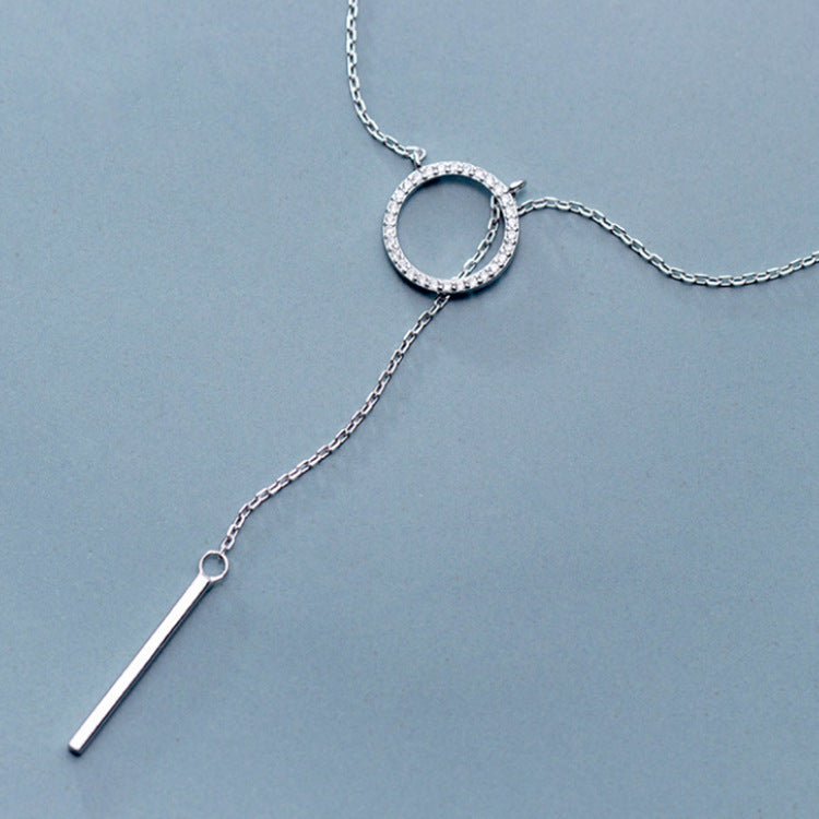 Jane Su S925 Silver Diamond Circle Necklace