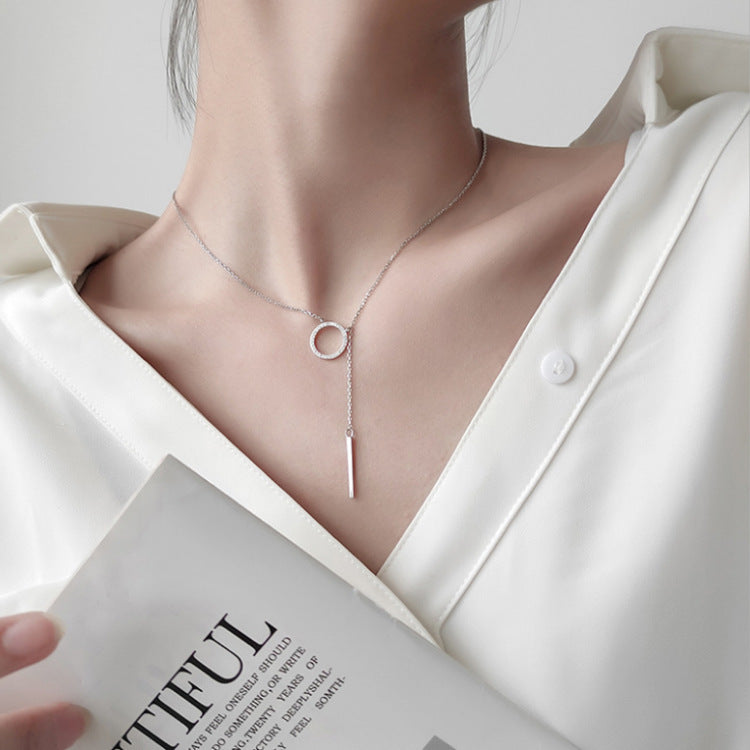 Jane Su S925 Silver Diamond Circle Necklace