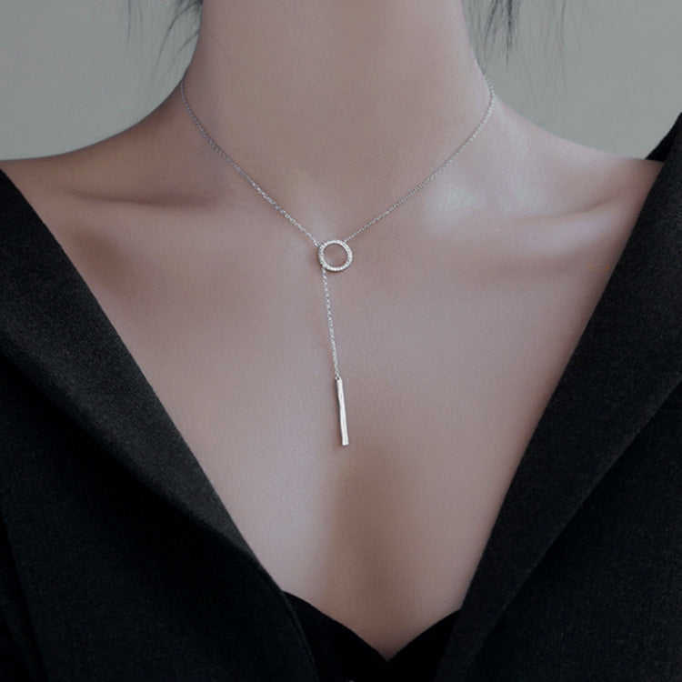Jane Su S925 Silver Diamond Circle Necklace
