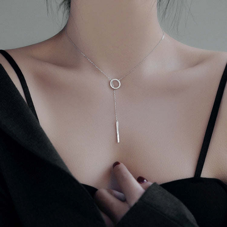 Jane Su S925 Silver Diamond Circle Necklace
