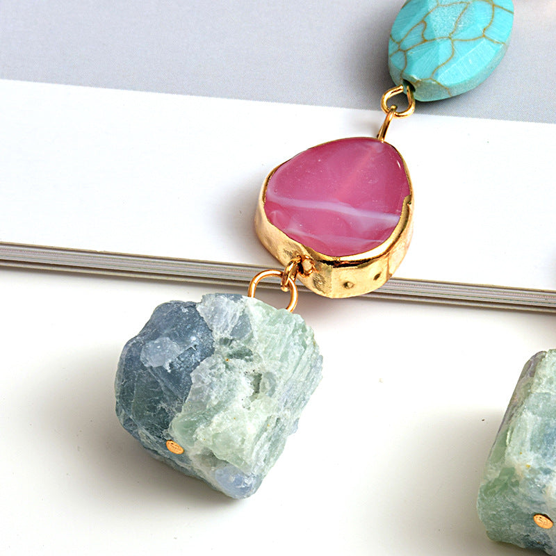 New Style Earrings European And American Style Long Stone Earrings