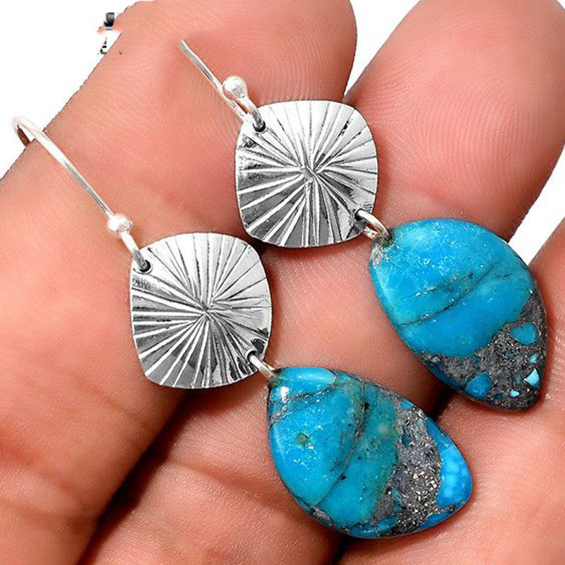 Vintage Lapis Lazuli And Glitter Stone Earrings