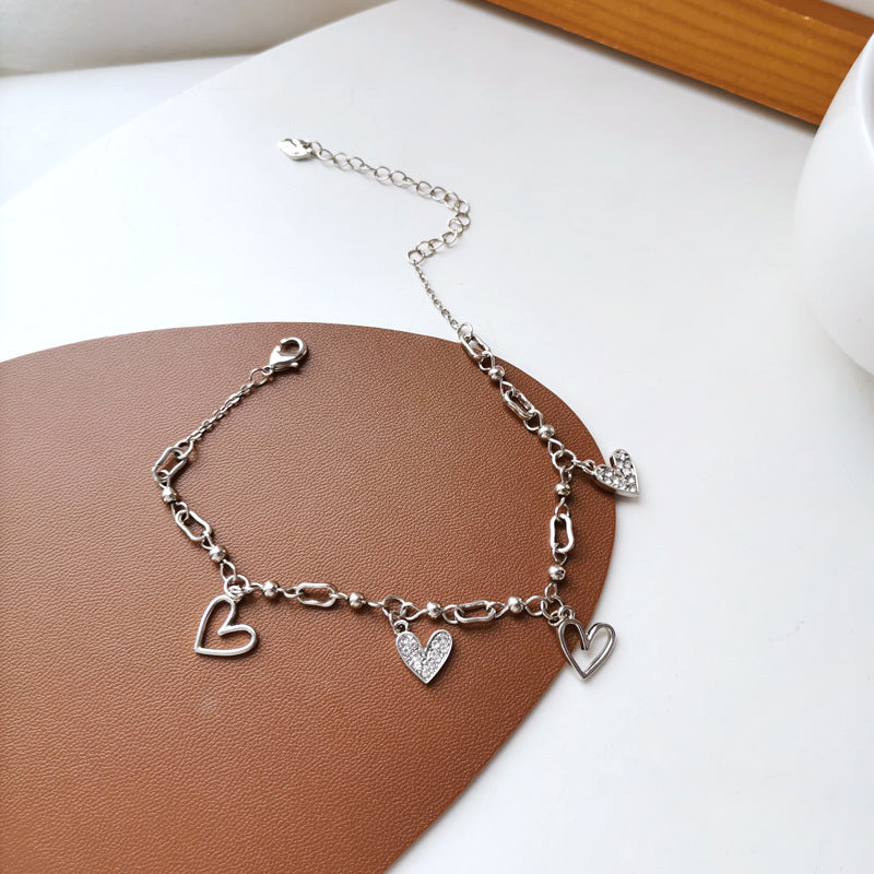Sweet Love Tassel Bracelet Fashion Design Bracelet Simple Diamond Hollow Bracelet