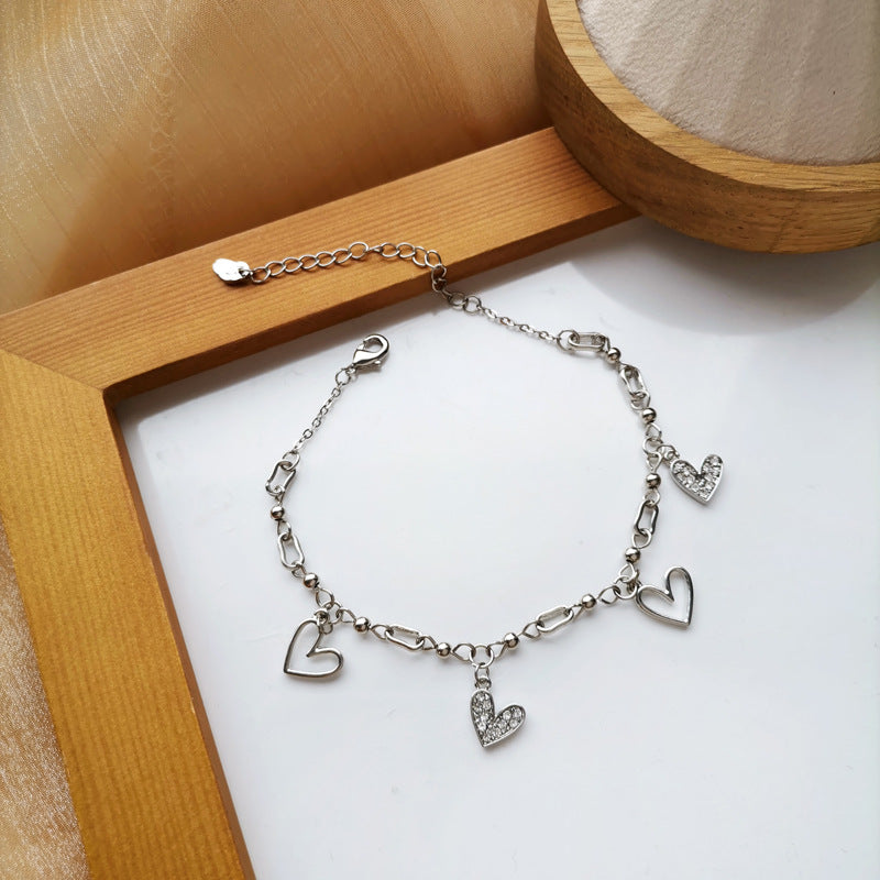 Sweet Love Tassel Bracelet Fashion Design Bracelet Simple Diamond Hollow Bracelet