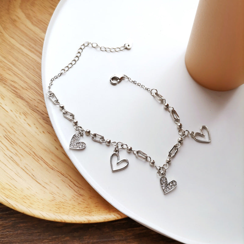 Sweet Love Tassel Bracelet Fashion Design Bracelet Simple Diamond Hollow Bracelet