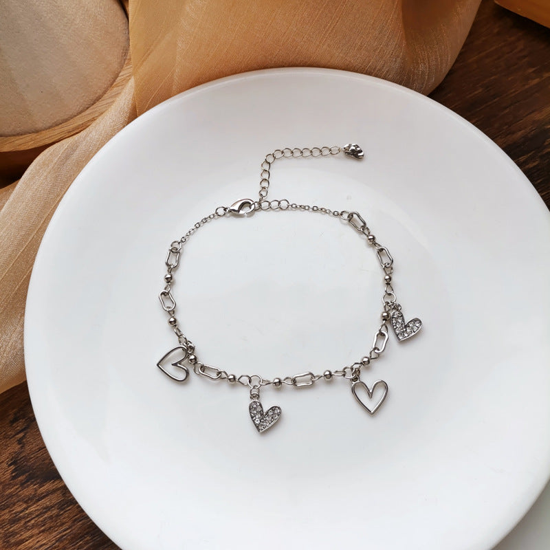 Sweet Love Tassel Bracelet Fashion Design Bracelet Simple Diamond Hollow Bracelet