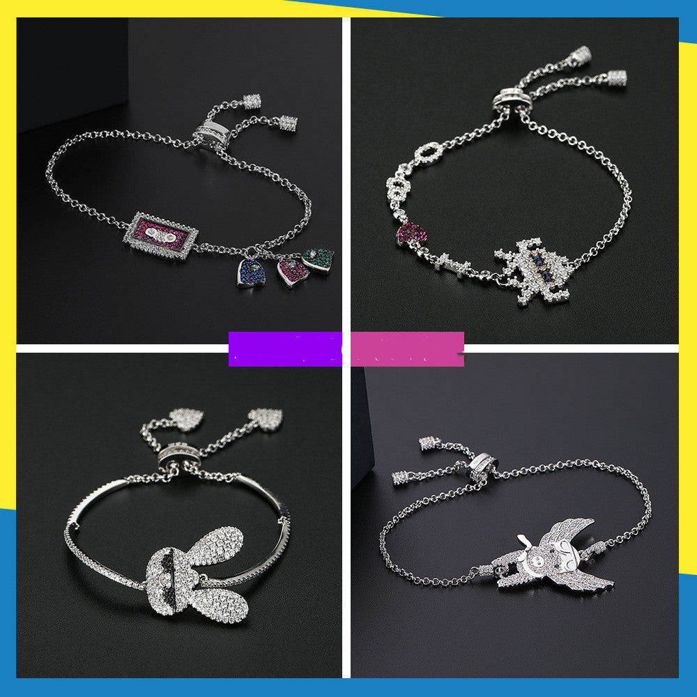 The Same Silver Diamond Star Mother And Shell Couple Bracelet Simple Female Bracelet