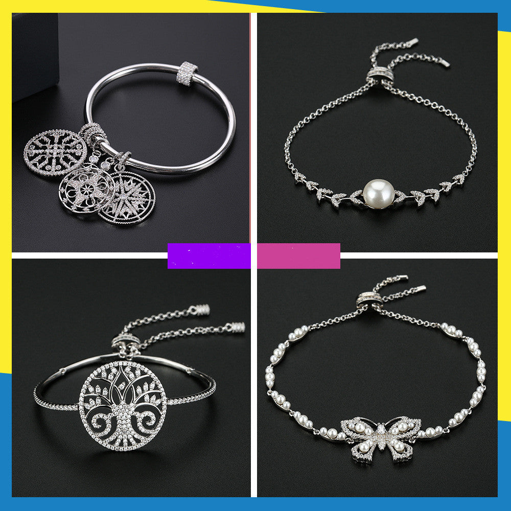 The Same Silver Diamond Star Mother And Shell Couple Bracelet Simple Female Bracelet