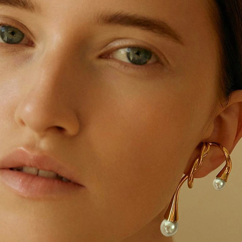 Flashbuy 1PC New Trendy Gold Color Earrings 2020 Gothic Irregular Ear Hanging Clip Earrings for Women Minimalist Ear Cuff