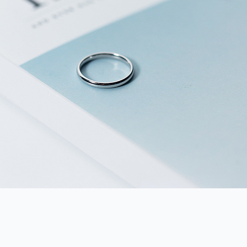 S925 Silver Ring Female Korean Version Simple Glossy Ring Ring Personality Simple Ring Tail Ring