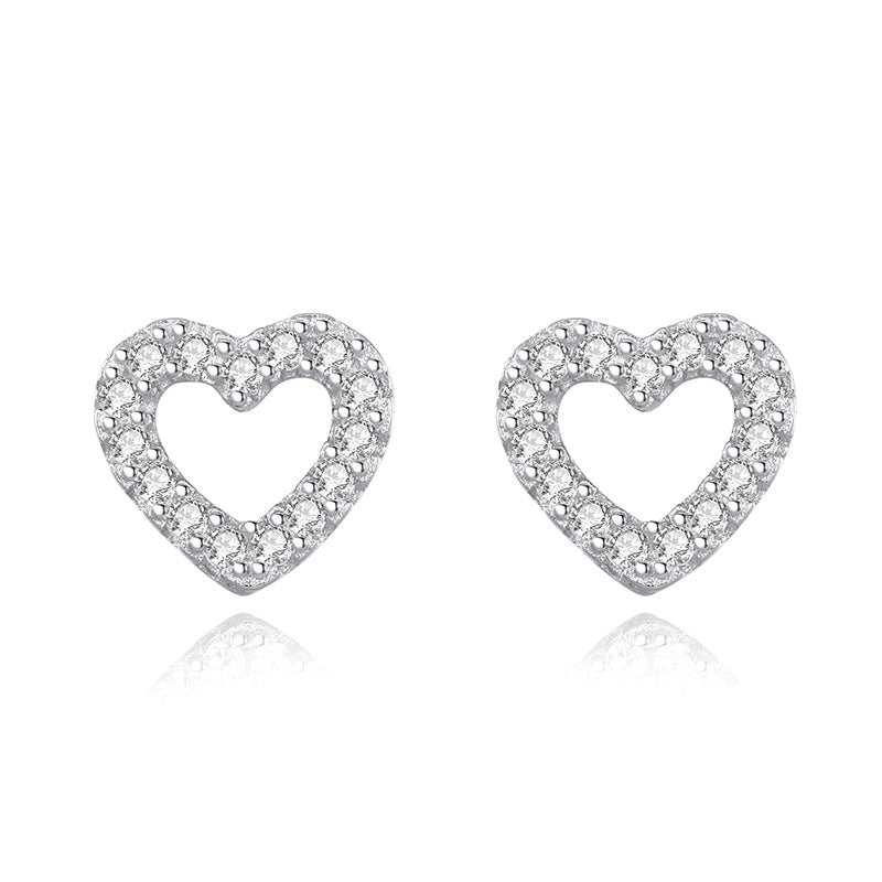 Sweet Diamond Earrings All-Match Exquisite Heart-Shaped Earrings