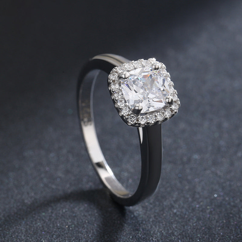 S925 Sterling Silver Hand Inlaid Zircon Ring