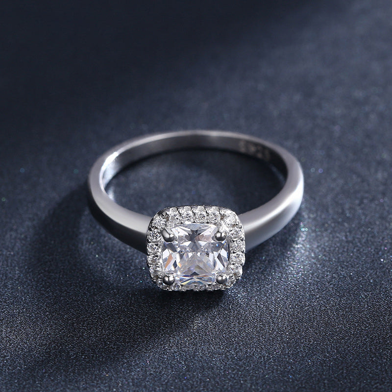 S925 Sterling Silver Hand Inlaid Zircon Ring